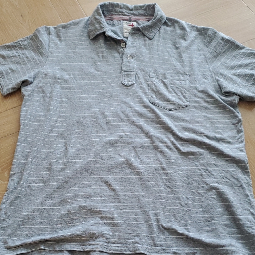 Relwen - Jersey Stripe Polo XL - Heather Gray With White Stripes